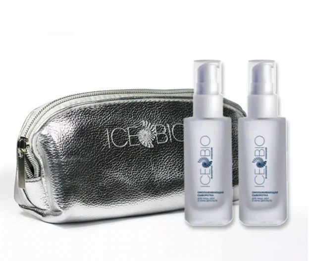 ICE BIO. Набор Сыворотка  2 шт омолаживающая для лица, шеи и зоны декольте 30мл, в косметичке в Самаре